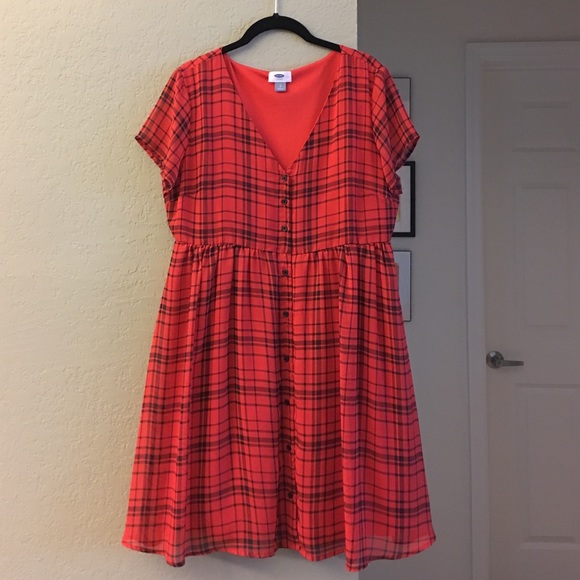 Old Navy red and black plaid dress.