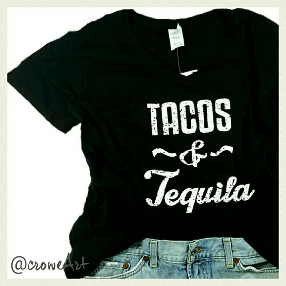 Boutique  Tops - //SALE//  "TACOS & Tequila" Tee,  100% Cotton