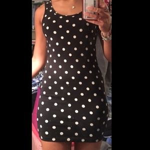 Polka dot bodycon dress.