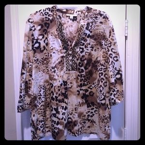 Beaded  Animal print blouse
