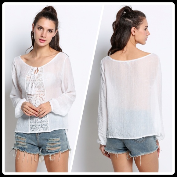 Gauze Tassel Top - Picture 2 of 4