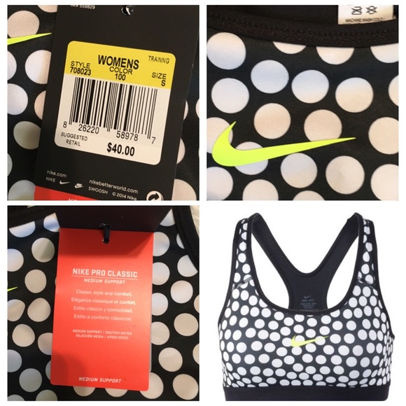 NWT Nike Pro Classic Dot Sports Bra - Picture 2 of 4