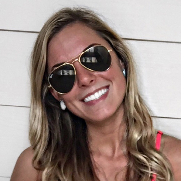 RayBan Aviators black and gold. Petite frame.