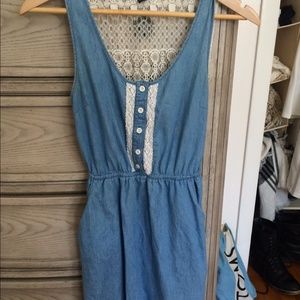 Denim + lace dress