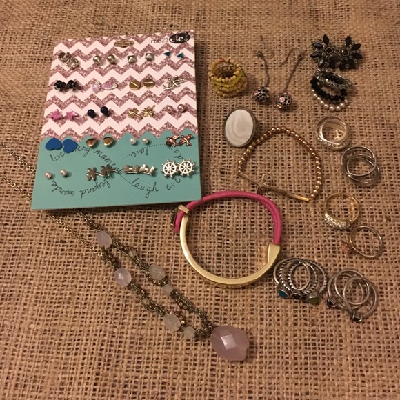 Bracelets, rings, hair tie, earrings bundle