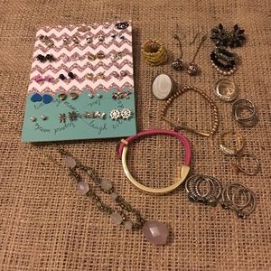 Bracelets, rings, hair tie, earrings bundle