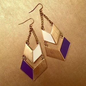 Gold, Blue & White Arrow Earrings