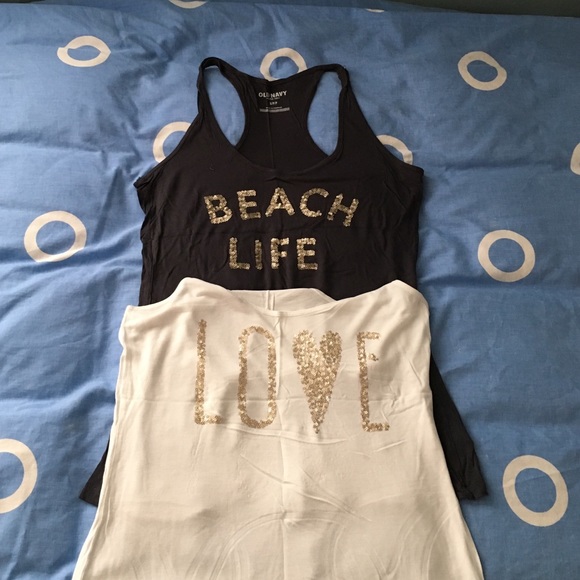 2 Sequined Racerback Tank Tops