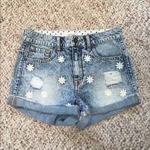 Floral Print jean shorts
