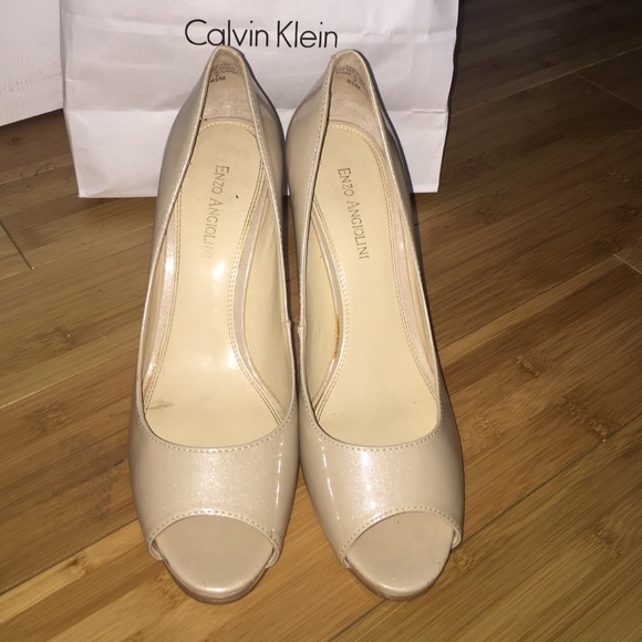 Nude peep toe heels