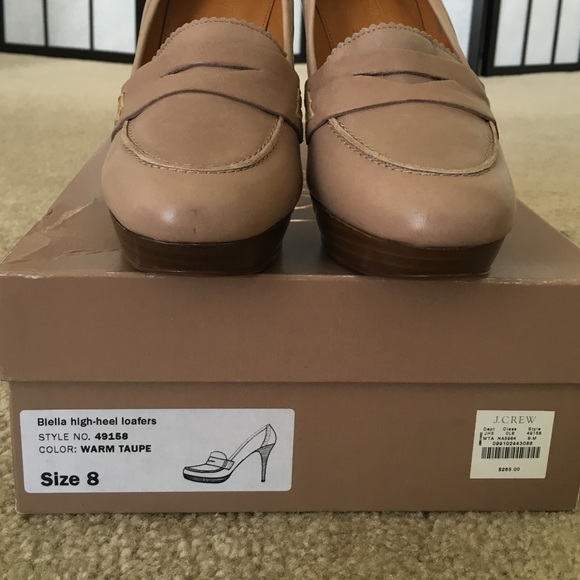 J Crew Biella taupe, high-heel loafers ๐ - Picture 3 of 4