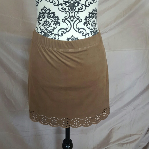 Jesse & J Dresses & Skirts - Faux Suede Laser Cut Mini Skirt