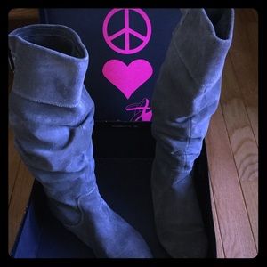 Slouchy Gray Suede Steve Madden Boots