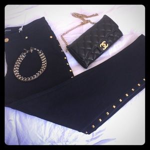Dark Denim Gold Studded Jeggings