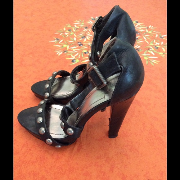 BCBG Black Studded Grommet Heels - Picture 2 of 4
