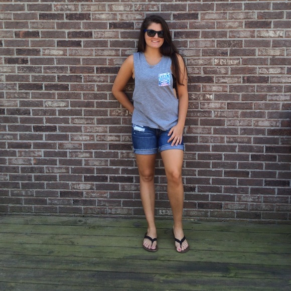 Distressed Denim Midi Shorts