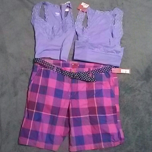 Bermuda Purple Plaid Shorts