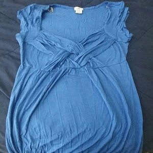 Blue top with cap sleeves