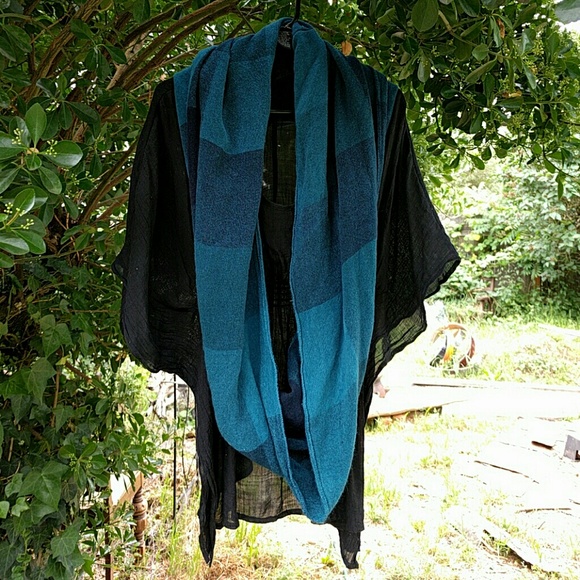 Teal and Black Plaid Infinity Scarf