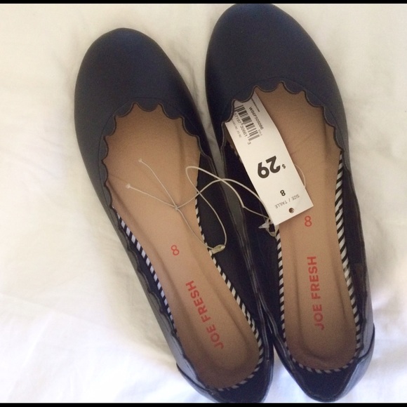 Joe Fresh Black Scallop Flats SZ 7 OR 8