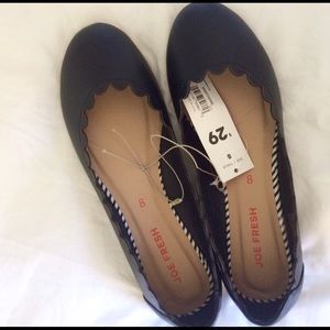 Joe Fresh Black Scallop Flats SZ 7 OR 8