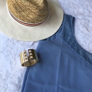 Blue/grey cami/shell with lace detail