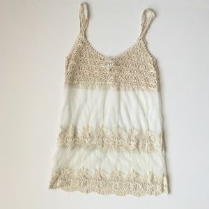 Cream crochet tank top