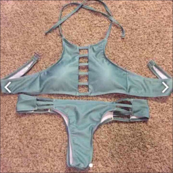 Emerald green strappy bikini