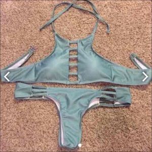 Emerald green strappy bikini