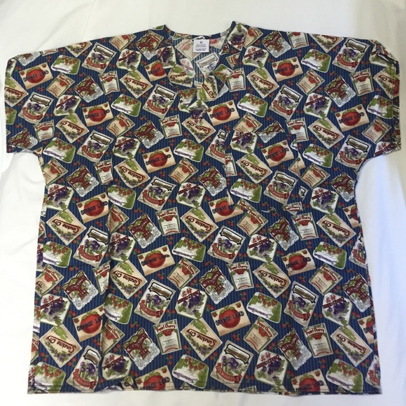 Tops Vintage Print Scrub Top Gardening Seed Packets Poshmark