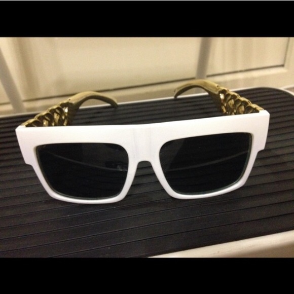 White Sunglasses With Gold Design - Picture 1 of 2