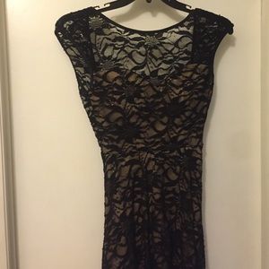 Black lace high low dress