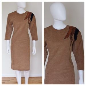 Vintage 1970's Camel Sexy Wiggle Dress Size S/M