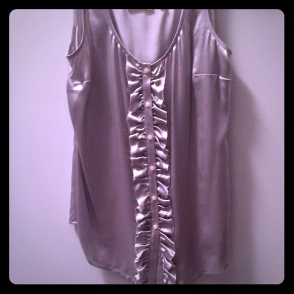 Silver silky sleeveless top