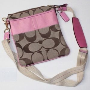 Coach Pink Signature Stripe Swingpack Crossbody