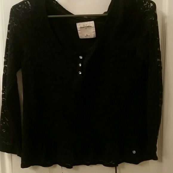 A Navy long sleeve lace shirt