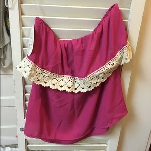Fuschia/Pink strapless blouse