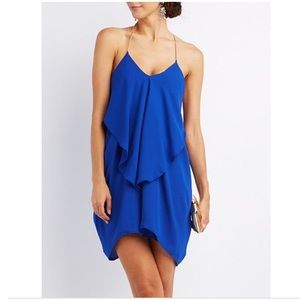 Draped & Caped Ruffle Cascade Dress
