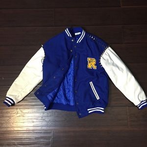 Faux Leather Studded Varsity Jacket from Tokyo