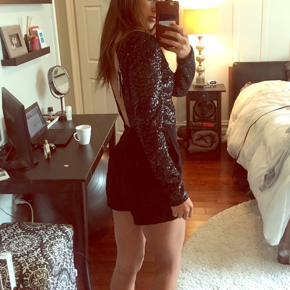 Keyhole back Sequin Party Romper