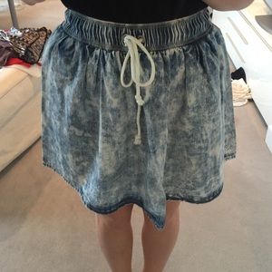 Acid wash denim skirt