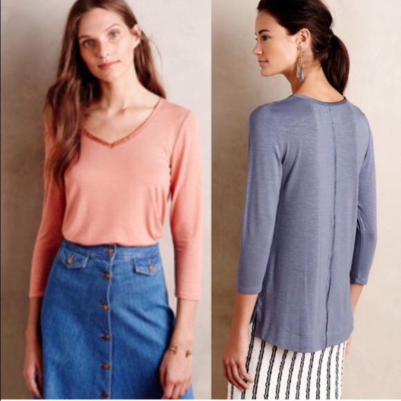 SOLD Anthropologie Satin-Trimmed Tee - Picture 4 of 4