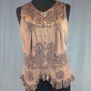 ‼️ FINAL SALE‼️Brown Acid Wash Boho Hippie Tank