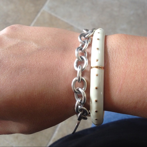 Ivory Enamel Dotted Bangle