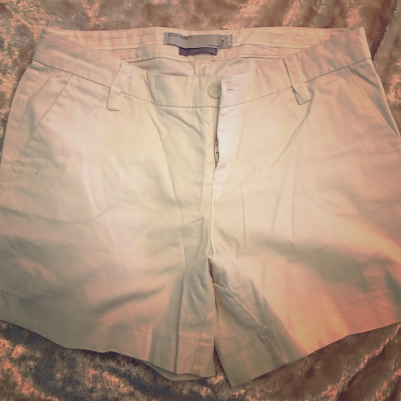 White stretch midthigh length shorts