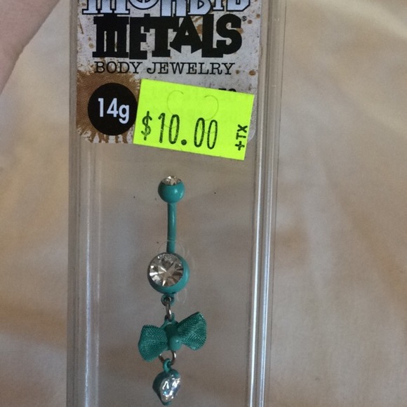 Blue Bow Belly Button Ring