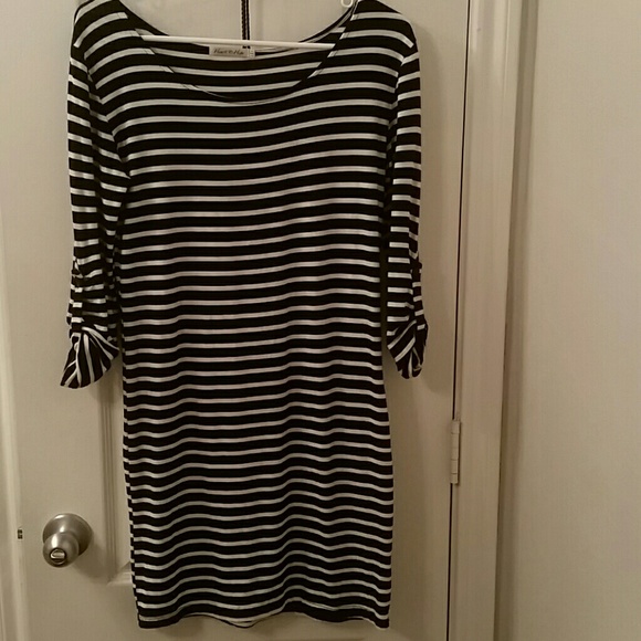 A black and white mid length dress
