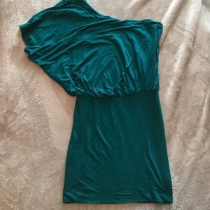 Teal one shoulder dress
