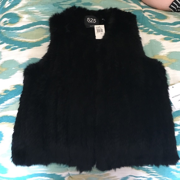 100% Rabbit Fur Black Vest