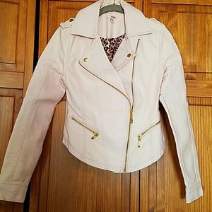 Faux leather light pink jacket